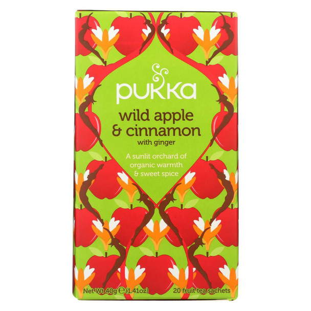 Pukka Herbal Teas Tea - Organic - Wild Apple and Cinnamon - 20 Bags - Case of 6