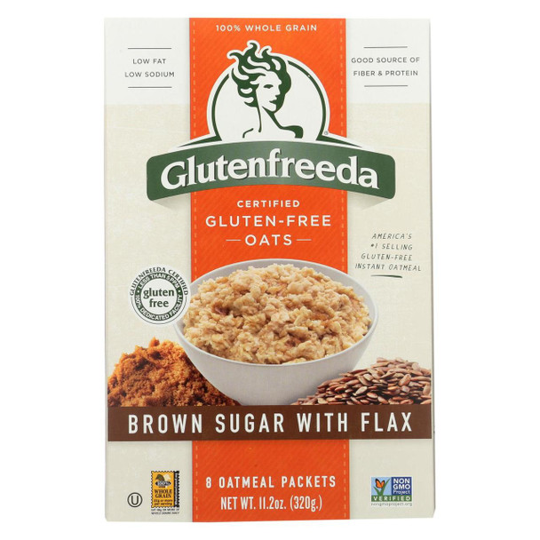 Gluten Freeda Instant Oatmeal Cup - Brown Sugar and Flax - Case of 8 - 11.2 oz.