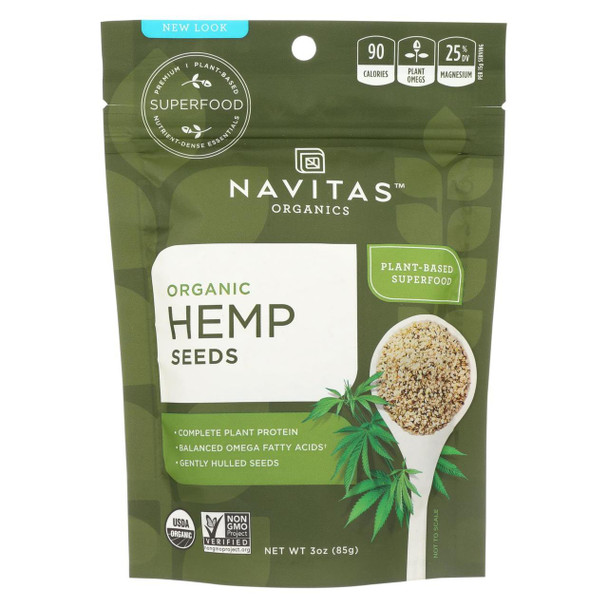 Navitas Naturals Hemp Seeds - Organic - Hulled - 3 oz - case of 12