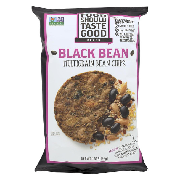 Food Should Taste Good Multigrain Bean Chips -Black Bean - Case of 12 - 5.5 oz