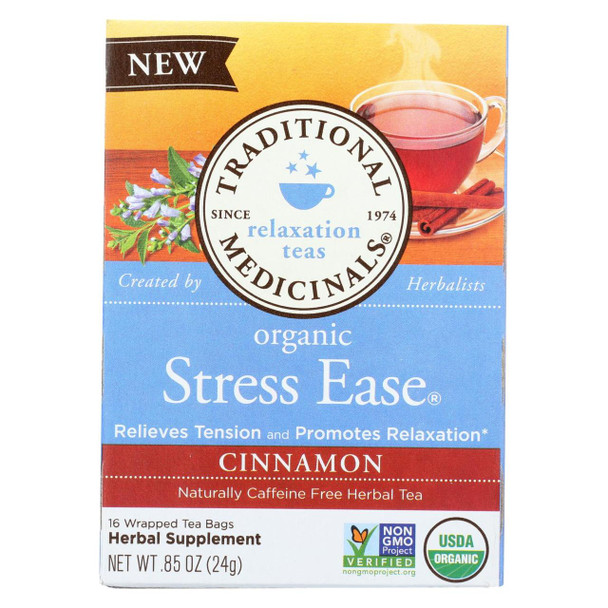 Traditional Medicinals Relaxation Tea - Stress Ease Cinnamon - Case of 6 - 16 Bags