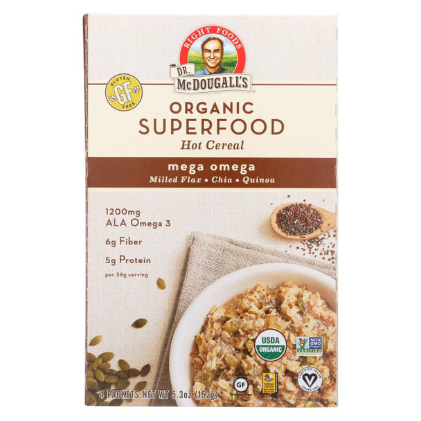 Dr. McDougall's Organic Superfood Mega Omega Oatmeal - Case of 8 - 5.3 oz.