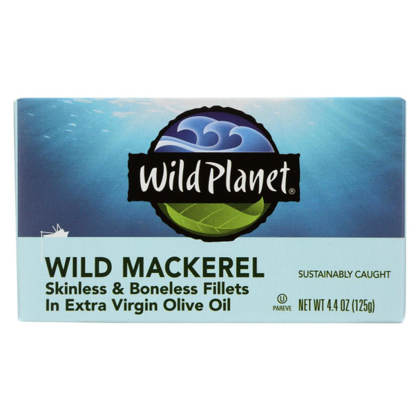 Wild Planet Wild Mackerel Fillets In Extra Virgin Olive Oil - Case of 12 - 4.375 oz.