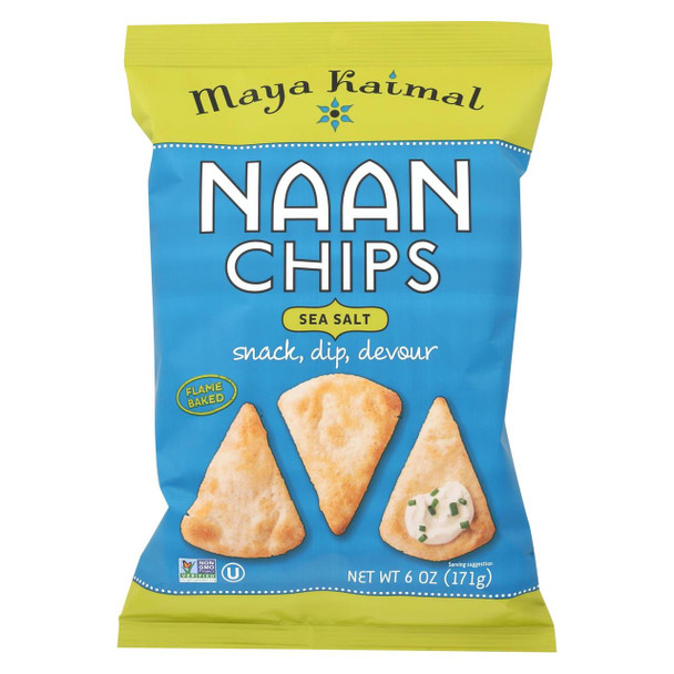 Maya Kaimal Naan Chips - Sea Salt - Case of 12 - 6 oz.