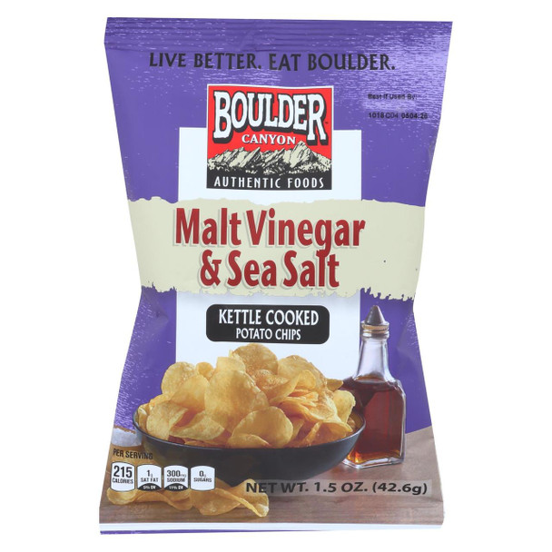 Boulder Canyon Natural Foods Chips - Malt Vinegar and Sea Salt - Case of 24 - 1.5 oz.
