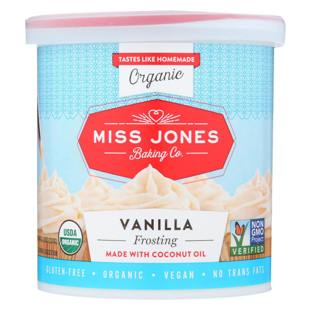 Miss Jones Baking Organic Frosting - Vanilla Buttercream - Case of 6 - 320 Gram