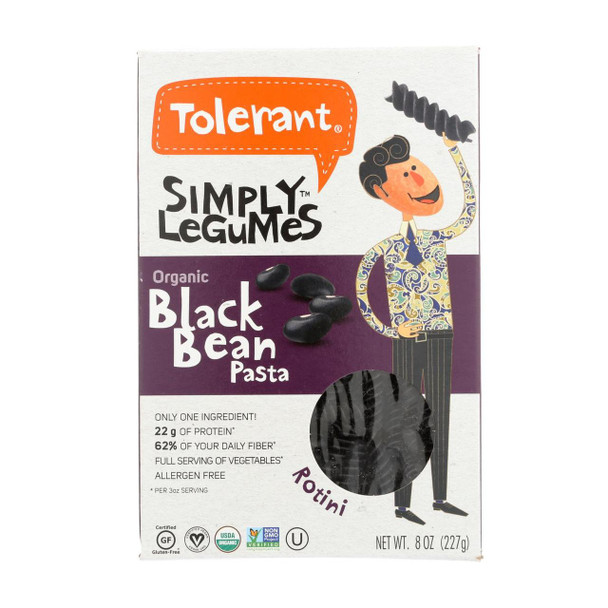 Tolerant Organic Pasta - Black Bean, Rotini - Case of 6 - 8 oz.