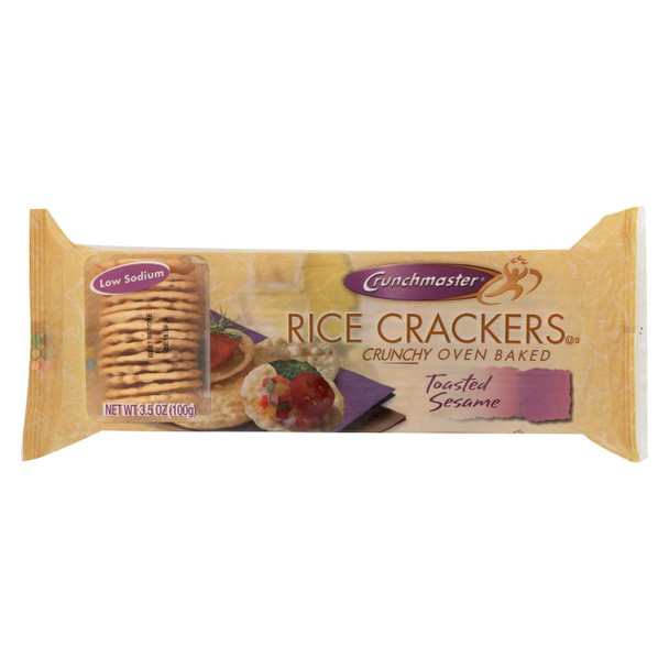 Crunchmaster Rice Crackers - Toasted Sesame Baked  - Case of 12 - 3.5 oz.