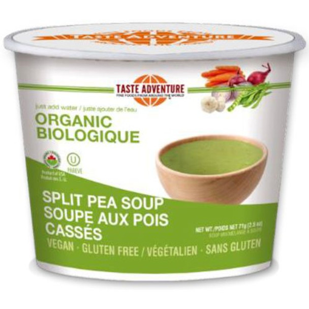 Taste Adventure Organic Split Pea Soup Cups - Case of 10 - 1 lb.