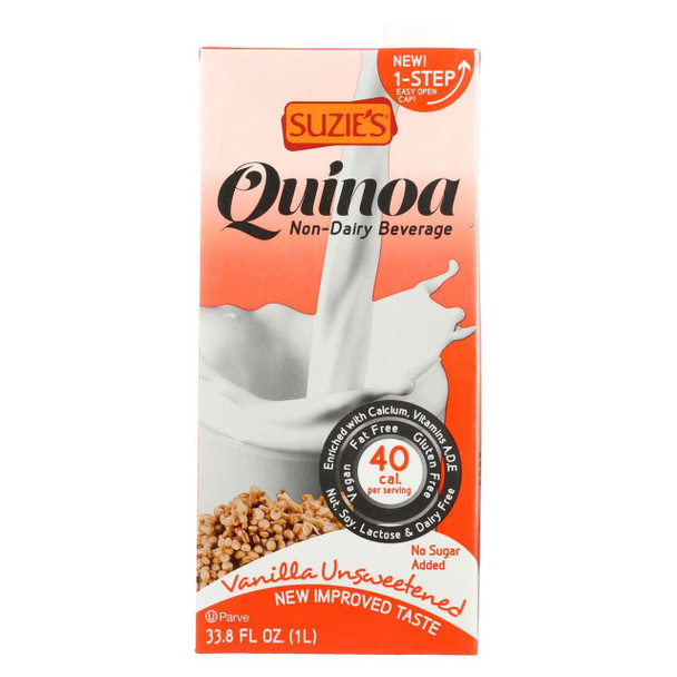 Suzie's Quinoa Milk Beverage - Unsweetened Vanilla - Case of 6 - 33.8 Fl oz.