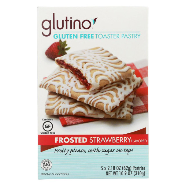 Glutino Frosted Toaster Pastry - Strawberry - Case of 6 - 10.9 oz.