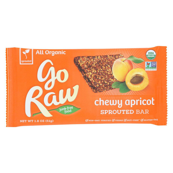 Go Raw - Organic Sprouted Bar - Chewy Apricot - Case of 30 - 1.8 oz.