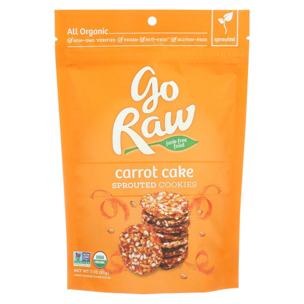 Go Raw - Organic Sprouted Cookies - Carrot Cake - Case of 12 - 3 oz.