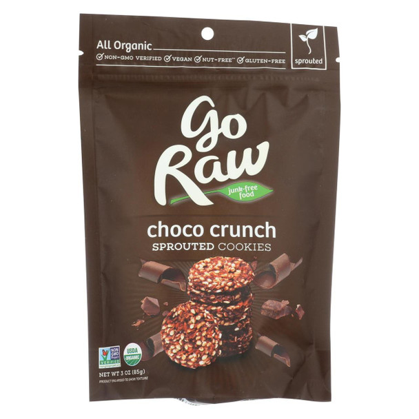 Go Raw - Organic Sprouted Cookies - Choco Crunch - Case of 12 - 3 oz.