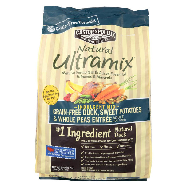 Castor and Pollux Ultra mix Dog Food - Duck Sweet Potatoes and Whole Peas - 25 lb.