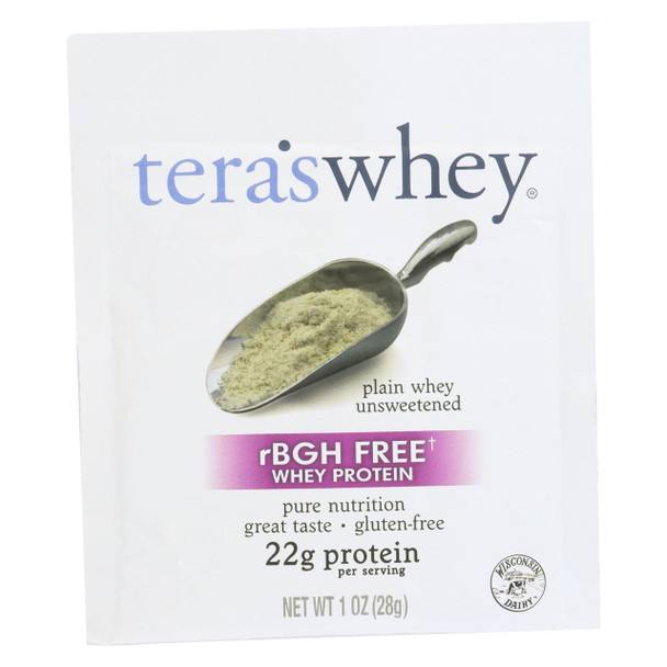 Teras Whey Protein Powder - Whey - rBGH Free - Plain Unsweetened - 1 oz - Case of 12