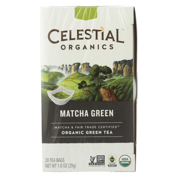 Celestial Seasonings Tea - Organic - Sencha Green - Matcha - Case of 6 - 20 BAG
