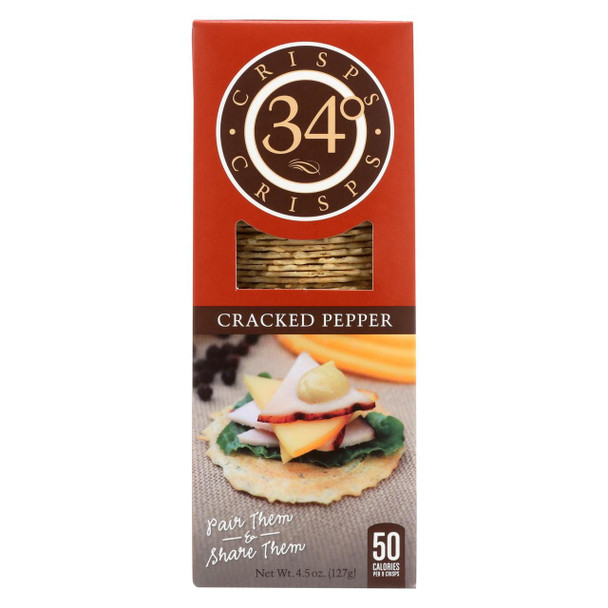 34 Degrees - Crispbread - Cracked Pepper - Case of 18 - 4.5 oz.