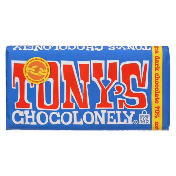 Tony's Chocolonely Bar - Extra Dark Chocolate - Case of 15 - 6 oz.