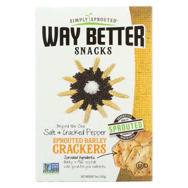 Way Better Snacks Crackers - Salt and Cracked Pepper - Case of 6 - 5 oz.