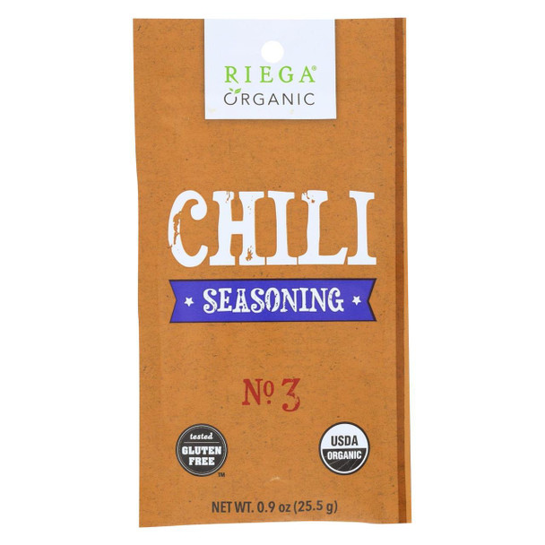 Riega Foods Organic Chili Seasoning  - Case of 8 - 0.9 oz.