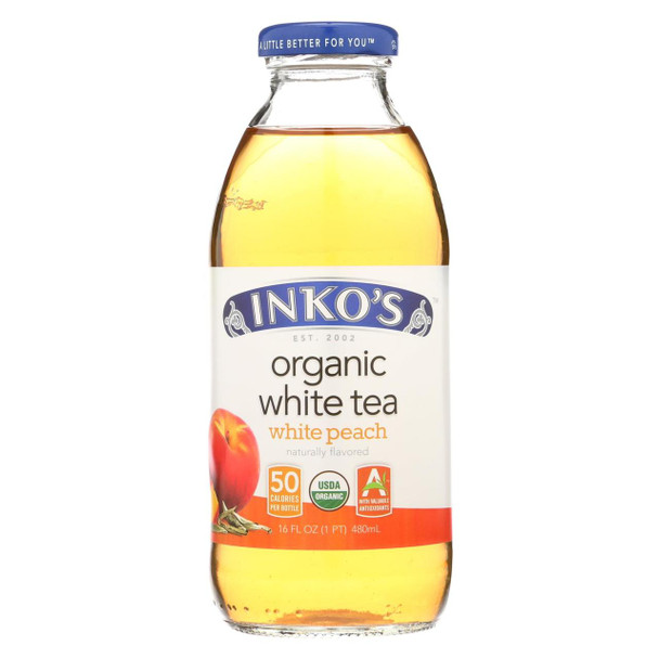 Inko's White Tea - White Peach - Case of 12 - 16 Fl oz.