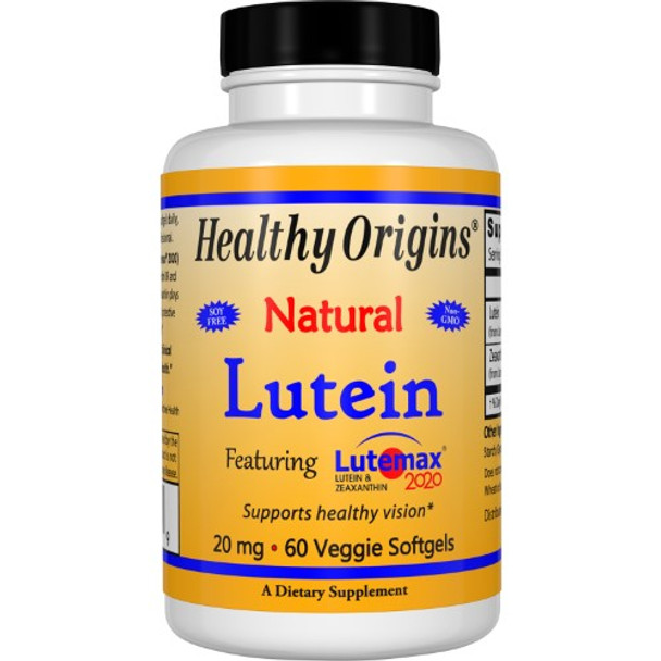 Healthy Origins Lutein - Natural - Lutemax 2020 - 20 mg - 60 Vegetarian Softgels