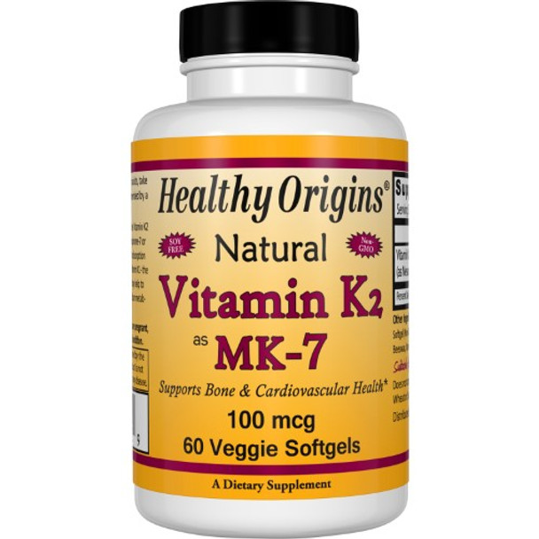 Healthy Origins Vitamin K2 - Natural - as Mk-7 - 100 mcg - 60 Vegetarian Softgels