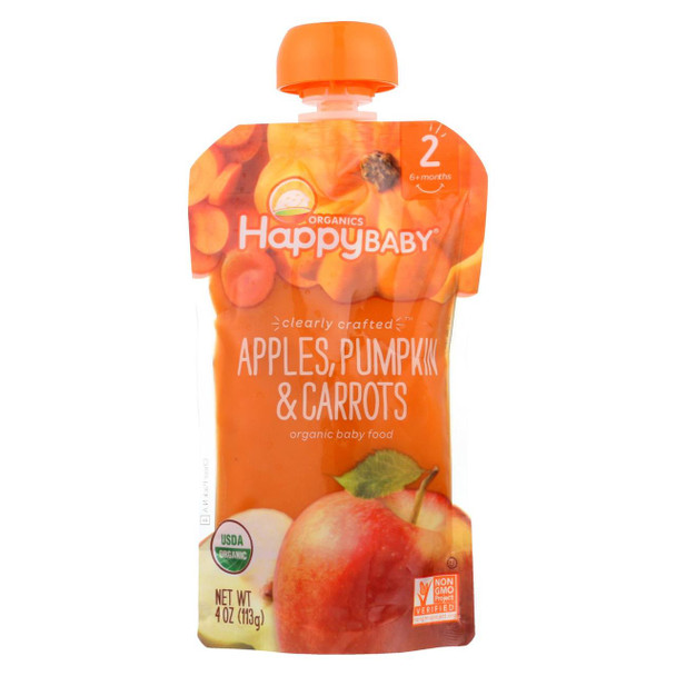 Happy Baby Happy Baby Clearly Crafted - Apples Pumpkin and Carrots - Case of 16 - 4 oz.