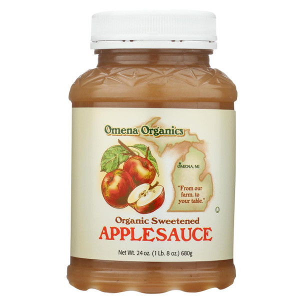 Omena Organics Apple Sauce - Organic - Sweetned - Case of 12 - 24 oz