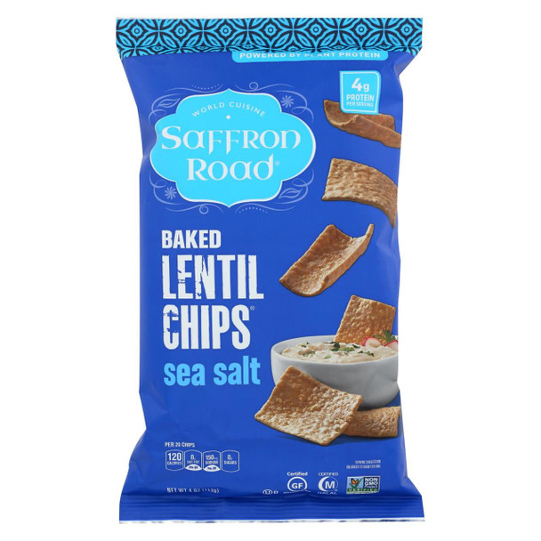 Saffron Road Lentil Chips - Sea Salt - Case of 12 - 4 oz