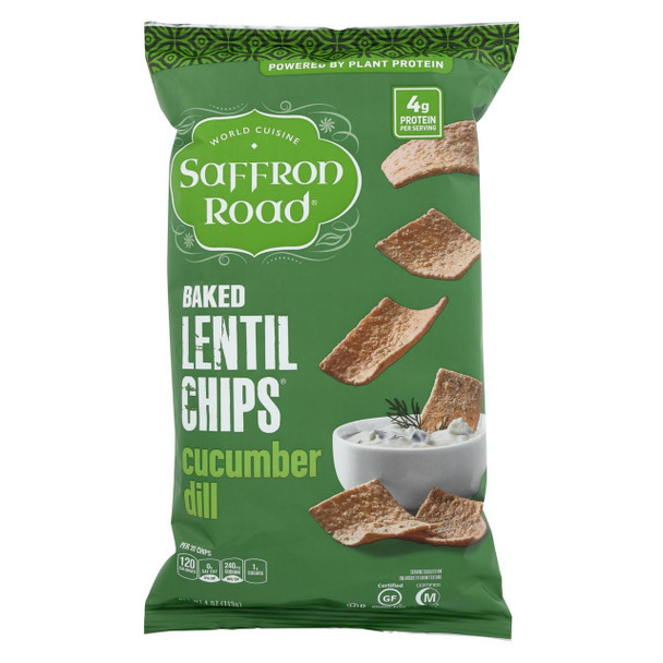 Saffron Road Lentil Chips - Cucumber Dill - Case of 12 - 4 oz