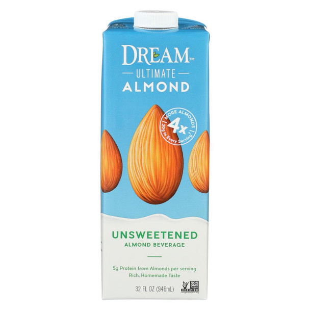 Dream Ultimate Almond Unsweetened Almond Beverage - Case of 6 - 32 FL oz.