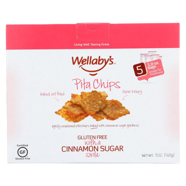 Wellaby's Pita Chips - Cinnamon and Brown Sugar - Case of 6 - 5 oz.