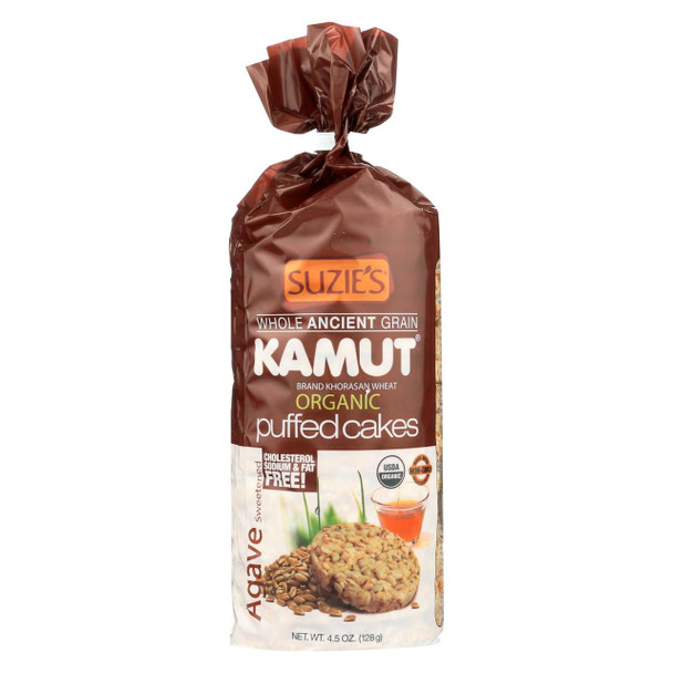 Suzie's Kamut Puffed Cakes - Agave Sweetened - Case of 12 - 4.5 oz.