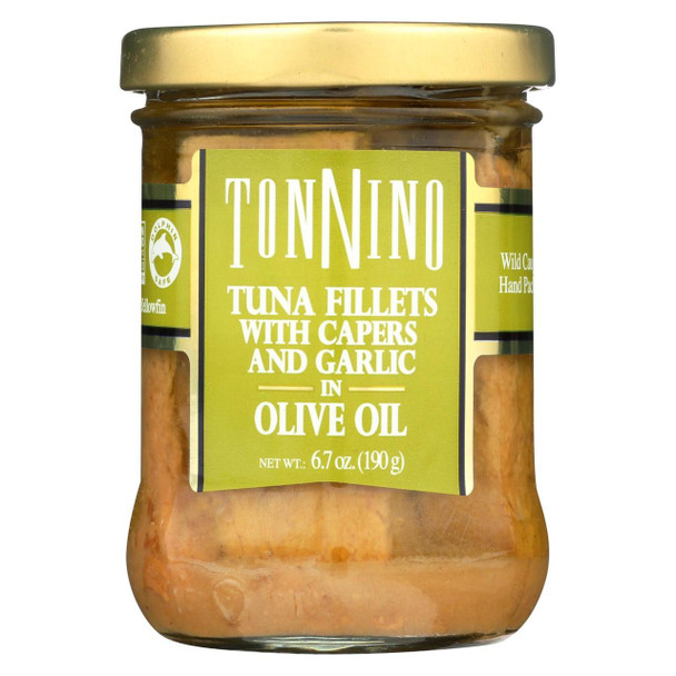 Tonnino Tuna Fillets - Capers and Garlic, Olive Oil - Case of 6 - 6.7 oz.