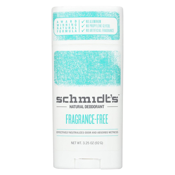 Schmidt's Natural Deodorant Stick - Fragrance Free - 3.25 oz.