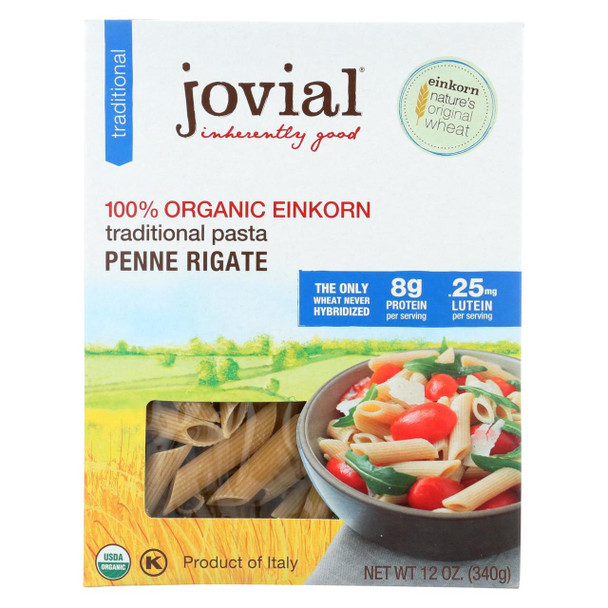 Jovial - Einkorn Penne Rigate - Whole Grain - Case of 12 - 12 oz.