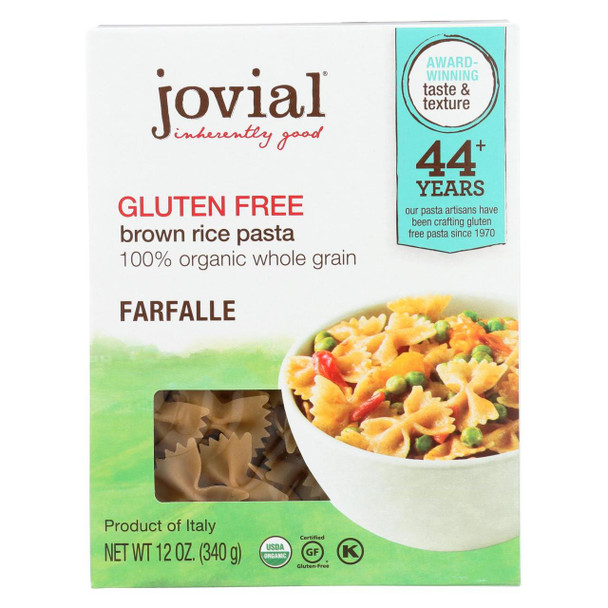 Jovial - Gluten Free Brown Rice Pasta - Farfalle - Case of 12 - 12 oz.