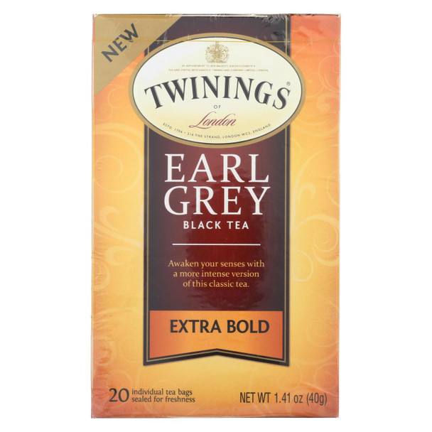 Twinings Tea Black Tea - Earl Grey Extra Bold - Case of 6 - 20 Count