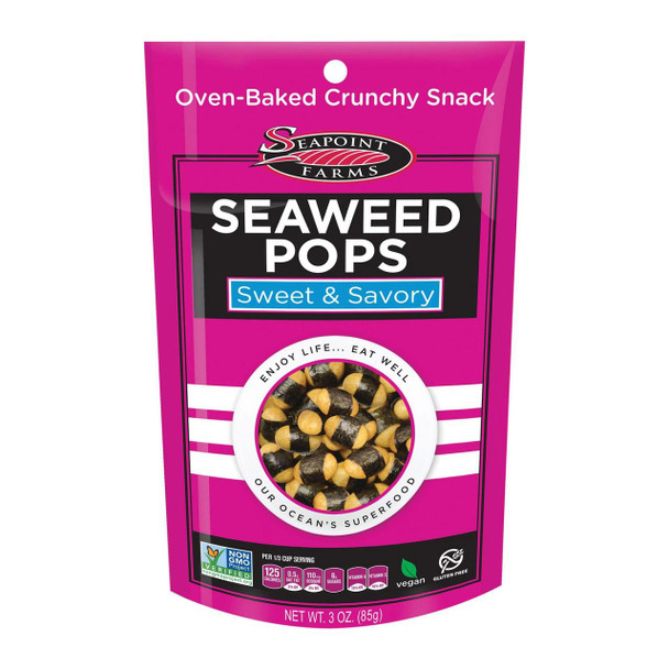 Seapoint Farms Seaweed Pops - Sweet and Savory - Case of 12 - 3 oz.