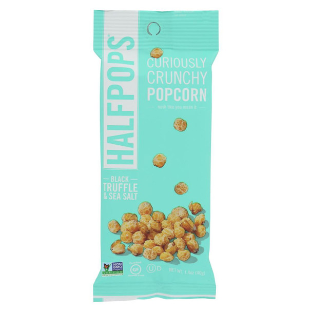 Halfpops Popcorn - Black Truffle and Sea Salt - Case of 15 - 1.4 oz.