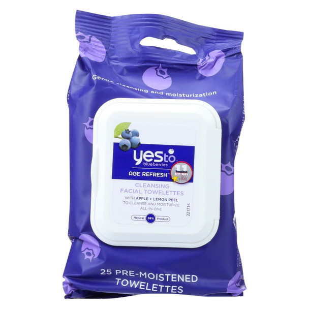 Yes To Towelettes - Face - Cleansing - Blueberries - Case of 3 - 30 count