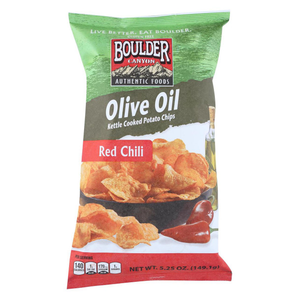 Boulder Canyon - Kettle Chips - Red Chili - Case of 12 - 5.25 oz.