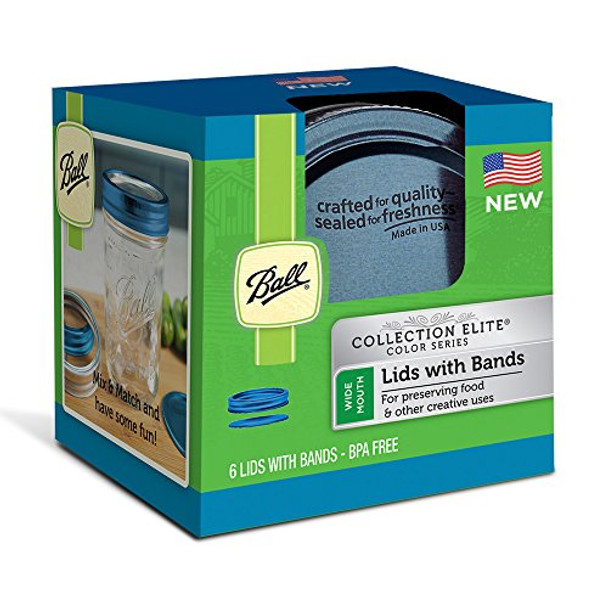 Ball Canning Blue Wide Mouth Lids and Bands - Case of 6 - 6 Count