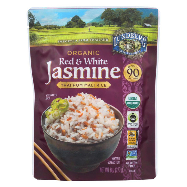 Lundberg Family Farms Organic Thai Rice - Red and White Jasmine - Case of 6 - 8 oz