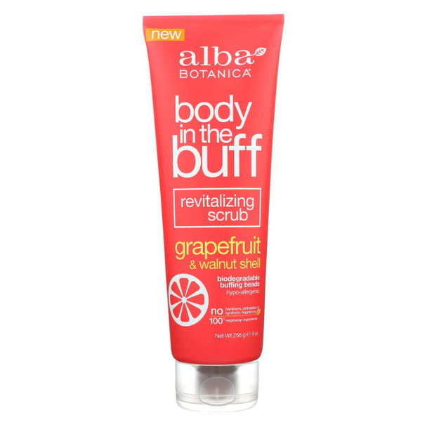 Alba Botanica - Body In The Buff Scrub - Grapefruit and Walnut Shell - 9 oz.