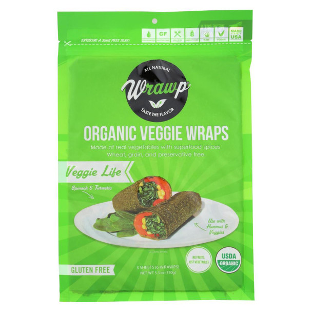 Warp Organic Veggie Flatbread - Veggie Life - Case of 8 - 4.2 oz.