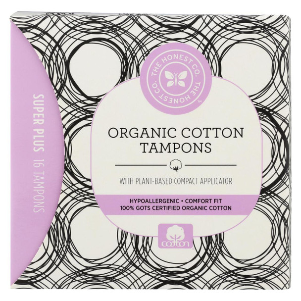 The Honest Company Cotton Tampon - Plant Based - Plus - 16 count