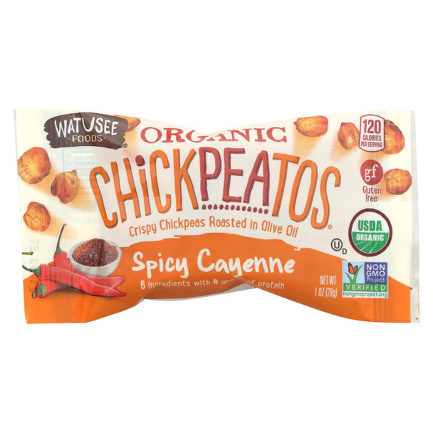 Watusee Foods Organic Chickpeas - Spicy Cayenne - Case of 8 - 1 oz